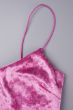 Розовые фиолетовые сексуальные повседневные однотонные платья без рукавов с открытой спиной и бретельками