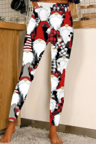 Базовые узкие брюки-карандаш с разноцветным повседневным принтом и высокой талией, с полным принтом