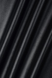 ブラック カジュアル ソリッド ベーシック スキニー ハイウエスト 従来のソリッドカラー パンツ