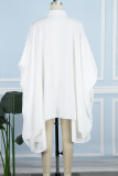 Witte casual effen patchwork overhemdkraag onregelmatige jurkjurken