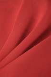 Abiti eleganti stampati con patchwork di stampa rossa elegante con trapano a caldo colletto asimmetrico stampato (senza cintura)