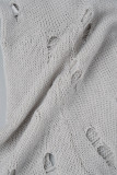 Witte casual effen gescheurde skinny jumpsuits met frenulum coltrui