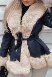 Capispalla con colletto cardigan patchwork con fasciatura casual nera