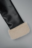 Casacos de gola de cardigã casual preto com bandagem patchwork