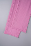 Розовые сексуальные однотонные узкие комбинезоны без бретелек в стиле пэчворк с повязками