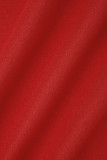 Capispalla rosso casual con collo alla coreana in cardigan solido