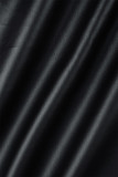 Prendas de abrigo con cuello de cárdigan de retales de vendaje casual negro
