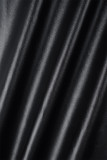 Черный повседневный однотонный кардиган с отложным воротником, верхняя одежда