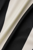 Zwarte elegante print patchwork gesp overhemdkraag grote maat twee stukken