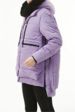 Vêtements d'extérieur décontractés à col à capuche et patchwork uni violet