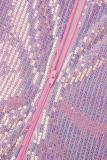 Roze beroemdheden pailletten patchwork mesh spaghettibandjes slingjurkjurken
