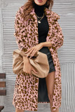 Grön Casual Leopard Cardigan Turndown-krage Ytterkläder