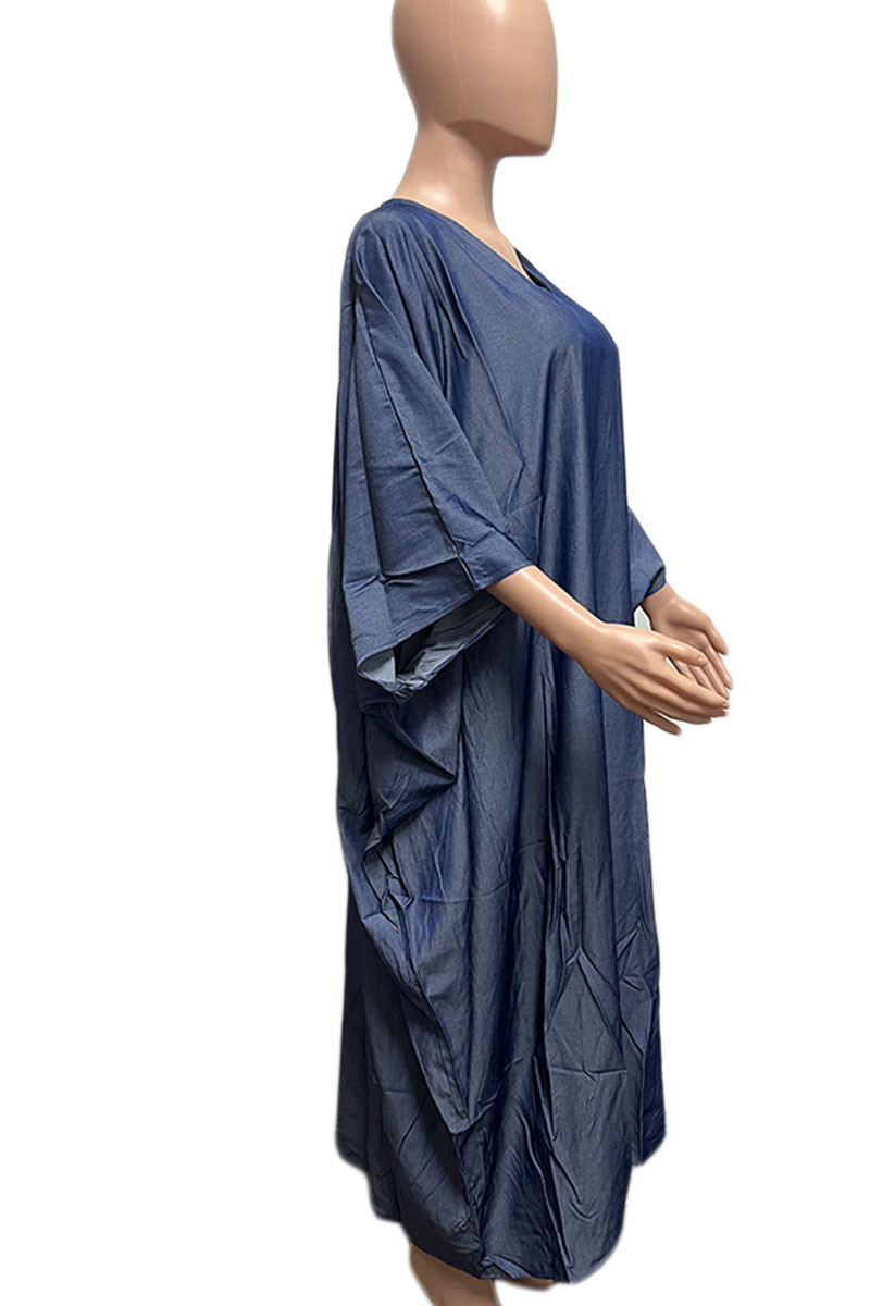 Loose Blue Denim Dresses Women Casual Cowboy Clothes Q732