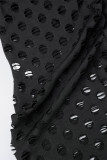 Combinaisons moulantes noires à col rond en patchwork évidé solide sexy