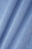 Hellblaue, lässige, solide Patchwork-Röhrenjeans mit hoher Taille