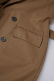 Mörkbrun Casual Solid Patchwork Cardigan Turndown-krage Ytterkläder