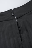 Robes noires décontractées à fente unie et demi-col roulé plissées, grande taille