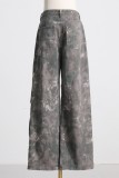 Camouflage décontracté imprimé Camouflage Patchwork basique taille haute jean en Denim régulier