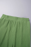 Verde dolce solido patchwork tasca fibbia colletto della camicia manica lunga due pezzi