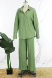Grünes, süßes, solides Patchwork-Hemd mit Taschenschnalle und Hemdkragen, lange Ärmel, zweiteilig