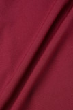 Burgunderfarbene, legere, einfarbige Basic-Kleider mit O-Ausschnitt und A-Linie