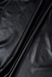 Vestidos de manga comprida com fenda nas costas com bandagem sólida sexy preta