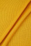 Cárdigan liso informal amarillo abrigo de talla grande