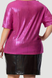 Guld Casual Solid Basic O Neck Plus Size Toppar