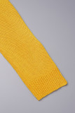 Soprabito taglie forti con cardigan solido casual giallo