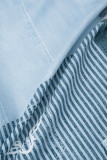Pantaloni patchwork dritti a vita alta dritti con tasca patchwork color block blu Street