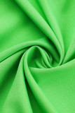 Vert décontracté solide patchwork col rabattu une ligne robes de grande taille