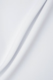 Wit Casual effen patchwork Trekkoord Zak Gekruiste bandjes Rechte hoge taille Rechte effen kleur broek