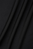 ブラックセレブソリッドパッチワークメッシュホットドリルジッパーOネックラップスカートドレス