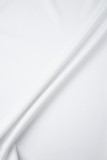 Bianco Casual Quotidiano Elegante Vacanza Tinta unita Disegna Fibbia con cordino Piega sulla spalla Manica corta Due pezzi