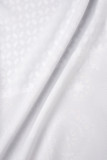ホワイト カジュアル プリント パッチワーク マンダリン カラー シャツ ドレス ドレス
