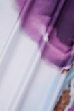 カラー カジュアル プリント タイダイ バックレス スリット スパゲッティ ストラップ ロング ドレス ドレス