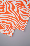 Colletto della camicia con fibbia tascabile patchwork a righe casual rosso mandarino manica lunga due pezzi