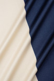 Robes trapèze à col rond et imprimé élégant bleu marine