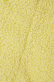 Ropa de abrigo cárdigan liso casual con cremallera cuello alto amarillo