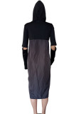 Black Street – robe longue en Patchwork, couleur unie, cordon de serrage, col à capuche, robes