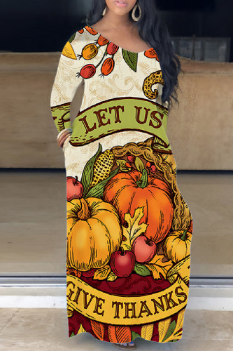 Apricot Casual Print Basic V Neck Short Sleeve Dress