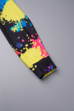 Multicolor Estampado casual Tie-dye Cuello con capucha Manga larga Dos piezas
