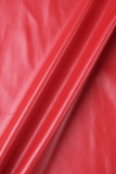 Rote sexy Straßenparty, einfarbig, einfarbig, Reißverschluss, trägerlos, ärmellos, zweiteilig