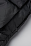 Noir décontracté solide patchwork fermeture éclair demi-col roulé vêtements d'extérieur