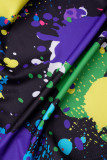 Multicolore décontracté imprimé tie-dye col à capuche manches longues deux pièces
