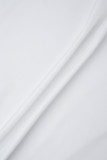 Blanco Casual Sencillez diaria Color sólido Cuello con capucha Manga larga Dos piezas