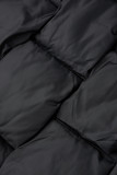Ropa de abrigo casual sólido patchwork cremallera medio cuello alto negro