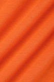 Rosso mandarino Casual Solido Basic Colletto con cappuccio Manica lunga Due pezzi