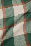 Donkergrijze casual geruite tops met overhemdkraag en patchwork