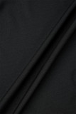 Черная повседневная спортивная одежда, повседневные пэчворк, простые лоскутные брюки с карманами и завязками, с круглым вырезом и длинными рукавами, две штуки